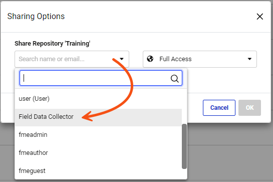 Share with Field Data Collector role
